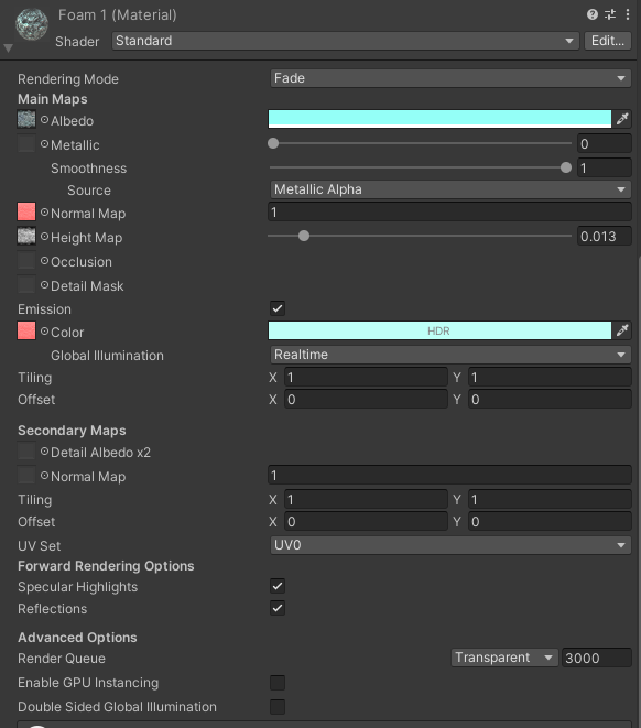 Water Tap Particle System Settings 2